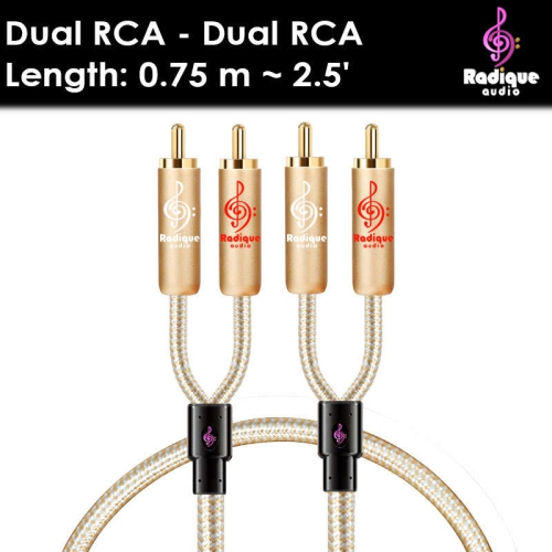 Radique Audio Gold Series Dual RCA - Dual RCA Cable - 0.75 m