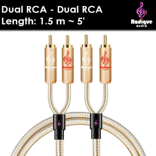 Radique Audio Gold Series Dual RCA - Dual RCA Cable - 1.5 m