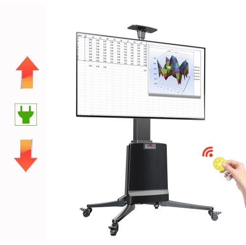 Boost – Chariot mobile motorisé et électrique réglable à hauteur professionnelle NB TW85 pour téléviseurs de 55 à 85 po