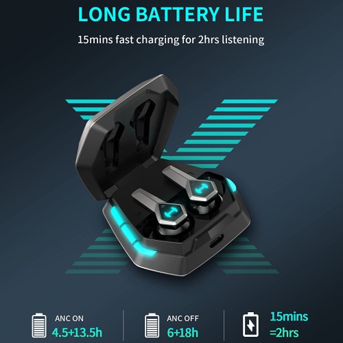 GX04 ANC Wireless / Bluetooth Gaming Earbuds with Mic, Low Latency, Active Noise Cancellation