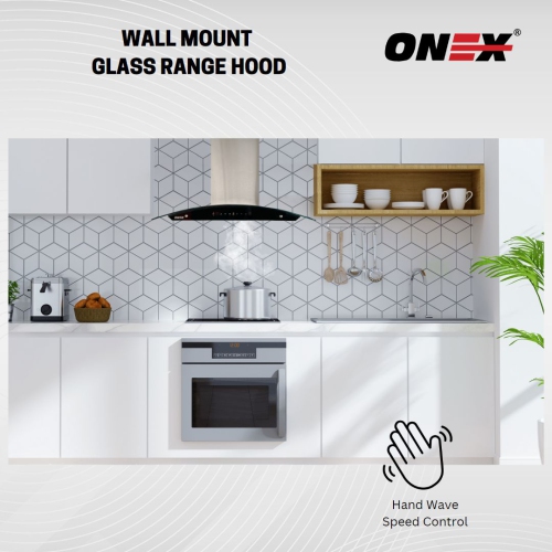 Hotte de cuisine murale ONEX® 30" 800 CFM en acier inoxydable avec verre trempé #OGF330