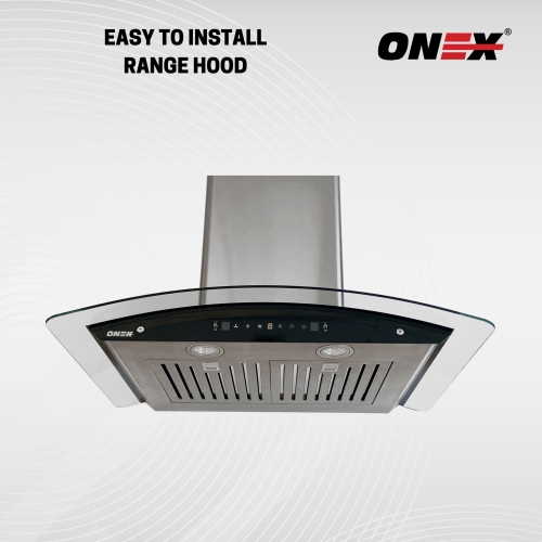 Hotte de cuisine murale ONEX® 30" 800 CFM en acier inoxydable avec verre trempé #OGF330