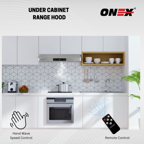 ONEX® OHF90R Stainless Steel Under Cabinet 30 inch Range Hood.