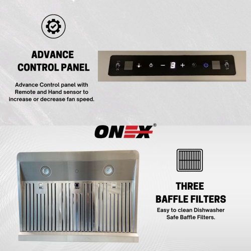 ONEX® OHF96R Stainless Steel Under Cabinet 36 inch Range Hood.