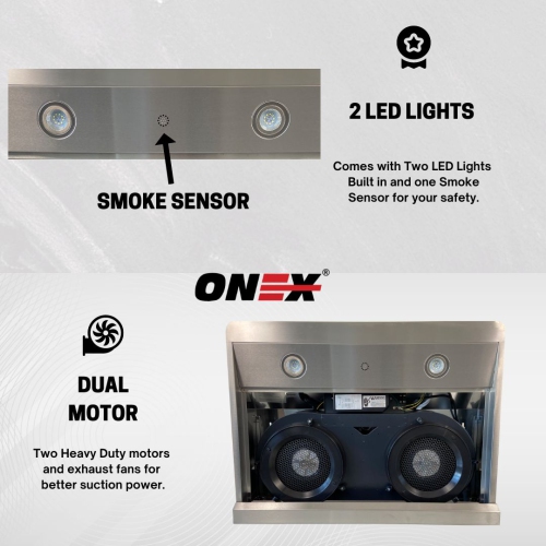 ONEX® OHF96R Stainless Steel Under Cabinet 36 inch Range Hood.