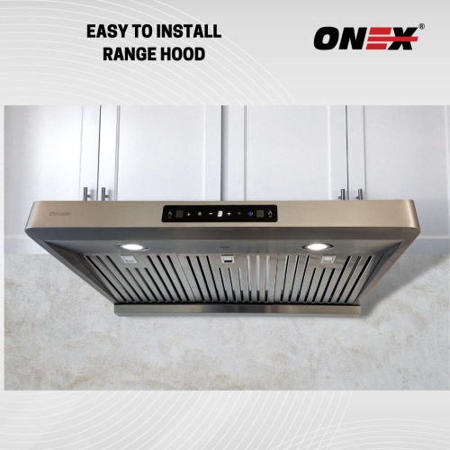 ONEX® OHF90R-BL Stainless Steel Under Cabinet 30 inch Range Hood.