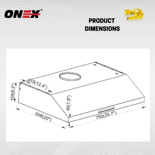 ONEX® 30" 700 CFM Hotte de cuisinière sous armoire en acier inoxydable #OHF60D