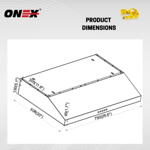 ONEX® 30" 450 CFM Hotte de cuisine sous armoire avec conduit en blanc #OHF300WH