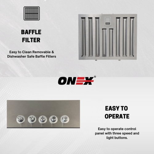ONEX® OIN220 Stainless Steel Under Cabinet 20 inch Range Hood.