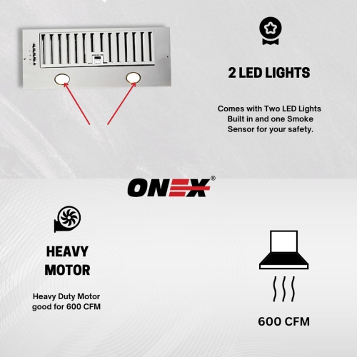 ONEX® OIN220 Stainless Steel Under Cabinet 20 inch Range Hood.