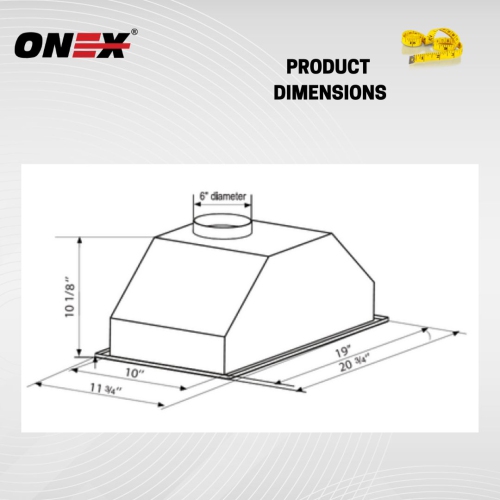 ONEX® OIN220 Stainless Steel Under Cabinet 20 inch Range Hood.