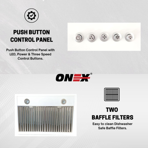 Hotte de cuisine à conduit sous armoire ONEX® 30" 450 CFM #OHF300-SS