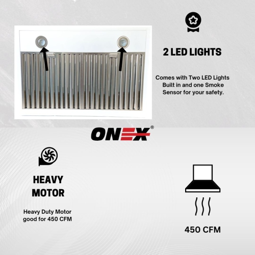 Hotte de cuisine à conduit sous armoire ONEX® 30" 450 CFM #OHF300-SS