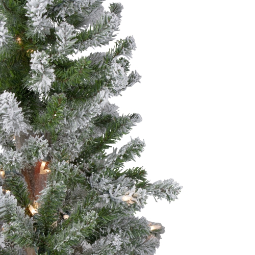 Pre-Lit Medium Flocked Alpine Artificial Christmas Tree - 4' - Clear Lights