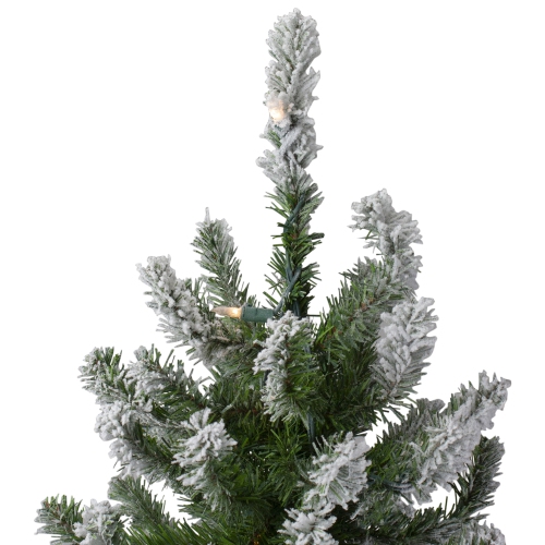 Pre-Lit Medium Flocked Alpine Artificial Christmas Tree - 4' - Clear Lights