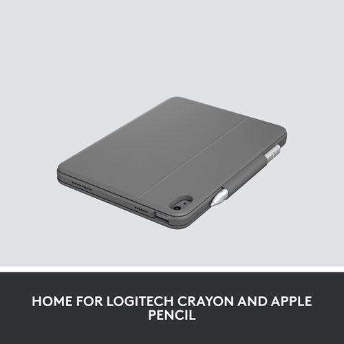 Étui-clavier Rugged Folio avec clavier résistant aux éclaboussures de Logitech pour iPad (10e génération et puce A16) - Gris Oxford