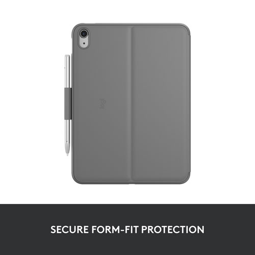 Logitech Slim Folio Keyboard Case with Integrated Bluetooth Keyboard for iPad (10th Gen & A16 Chip) - Oxford Grey