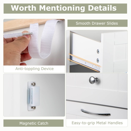 Costway Wooden Kitchen Trash Cabinet Tilt Out Bin Holder w/ Drawer & Storage Shelf