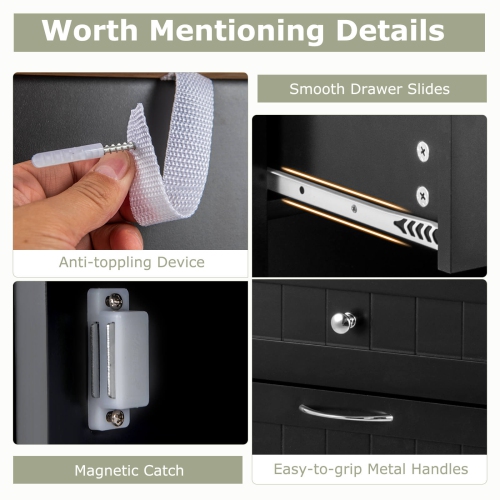 Costway Wooden Kitchen Trash Cabinet Tilt Out Bin Holder w/ Drawer & Storage Shelf