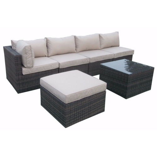Furniture One 6 Pieces Patio Furniture Set Aluminum Frame Full Assembled