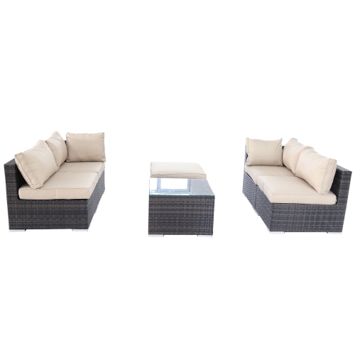 Furniture One 6 Pieces Patio Furniture Set Aluminum Frame Full Assembled