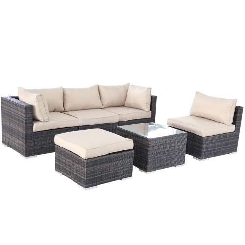 Furniture One 6 Pieces Patio Furniture Set Aluminum Frame Full Assembled