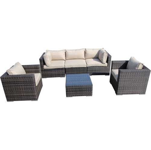 FURNITURE ONE  5 Pieces Patio Furniture Set Aluminum Frame Full Assembled