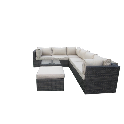 Furniture One 8 Pieces Patio Furniture Set Aluminum Frame Full Assembled Brown