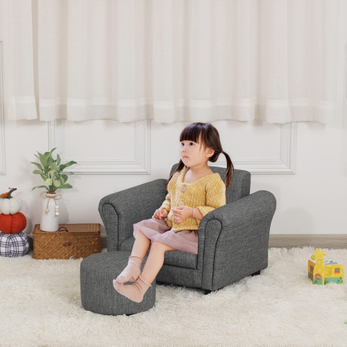 Fauteuil pour enfants avec pouf de la collection Furniture One, gris