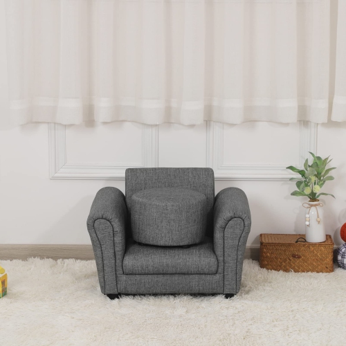 Fauteuil pour enfants avec pouf de la collection Furniture One, gris
