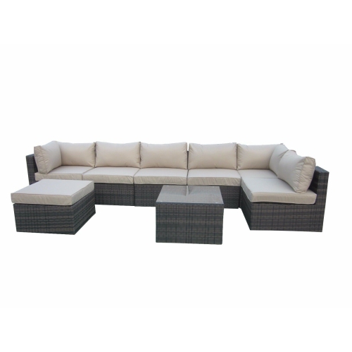 FURNITURE ONE  8 Pieces Patio Furniture Set Aluminum Frame Full Assembled In Brown