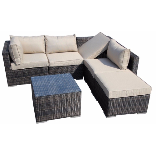FURNITURE ONE  6 Pieces Patio Furniture Set Aluminum Frame Full Assembled
