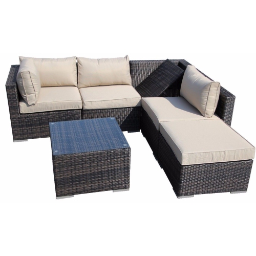 Furniture One 6 Pieces Patio Furniture Set Aluminum Frame Full Assembled