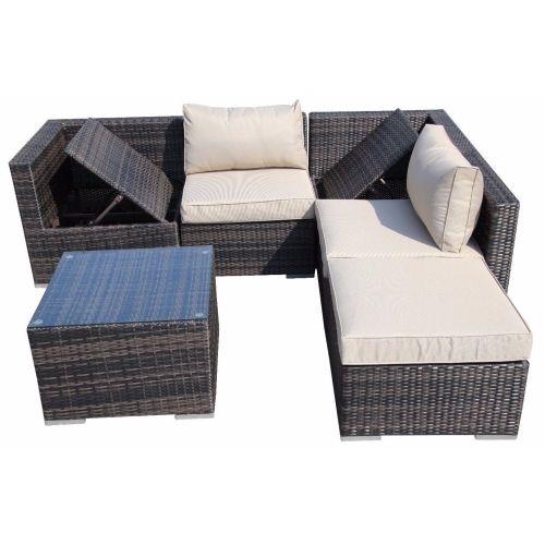 Furniture One 6 Pieces Patio Furniture Set Aluminum Frame Full Assembled