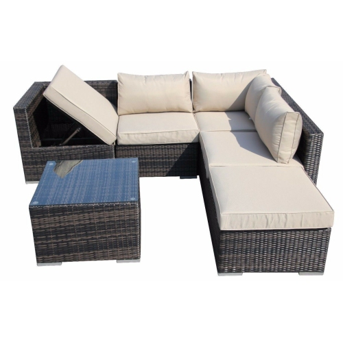Furniture One 6 Pieces Patio Furniture Set Aluminum Frame Full Assembled
