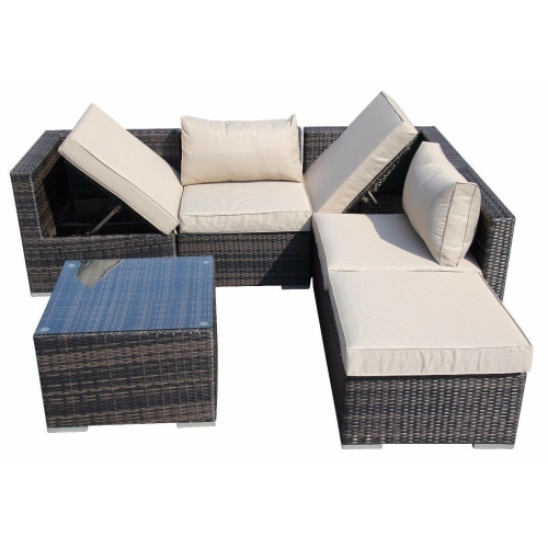 Furniture One 6 Pieces Patio Furniture Set Aluminum Frame Full Assembled