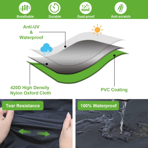 Furniture One Outdoor Furniture Covers Waterproof 90.5"D x 39.4"H Black