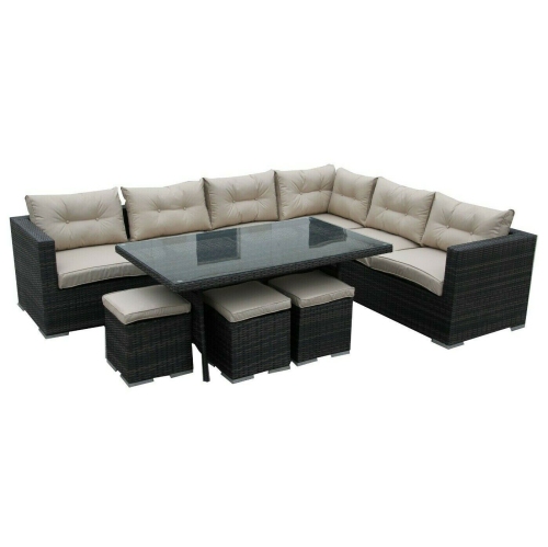 Furniture One 9 Seater Patio Conversation Set ALUMINIUM FRAME FULLY ASSEMBLED Brown