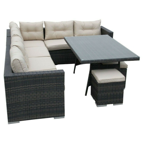 Furniture One 9 Seater Patio Conversation Set ALUMINIUM FRAME FULLY ASSEMBLED Brown