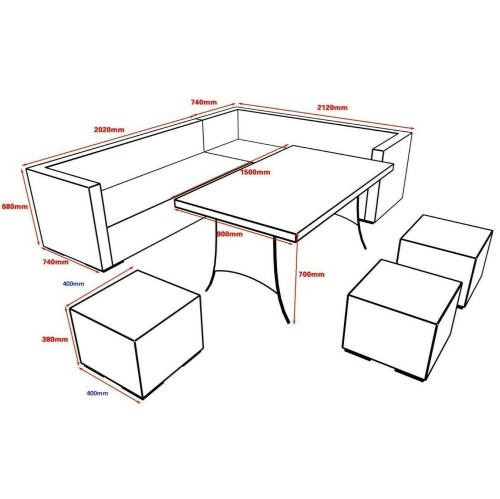 Furniture One 9 Seater Patio Conversation Set ALUMINIUM FRAME FULLY ASSEMBLED Brown