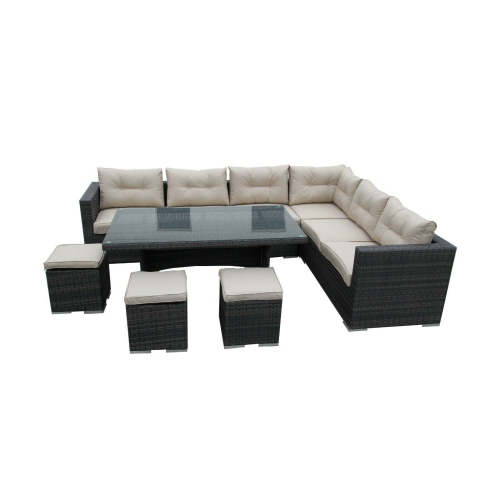 Furniture One 9 Seater Patio Conversation Set ALUMINIUM FRAME FULLY ASSEMBLED Brown