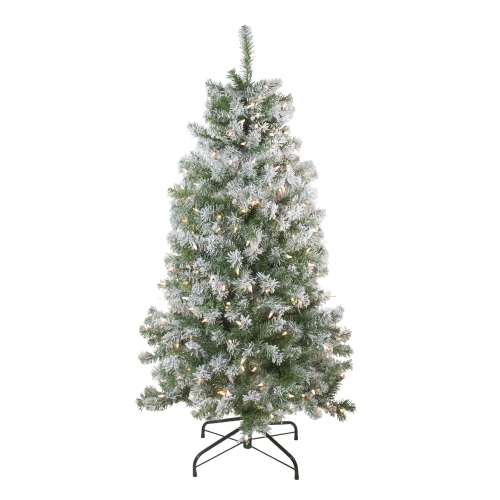 NORTHLIGHT  4.5' Pre-Lit Medium Flocked Winema Pine Artificial Christmas Tree - Clear Lights