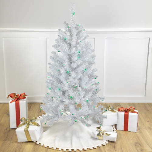 NORTHLIGHT  4' Pre-Lit White Artificial Christmas Tree Lights In Green