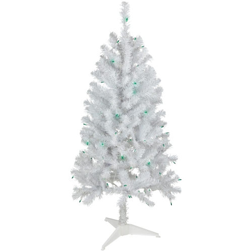 4' Pre-Lit White Artificial Christmas Tree, Green Lights