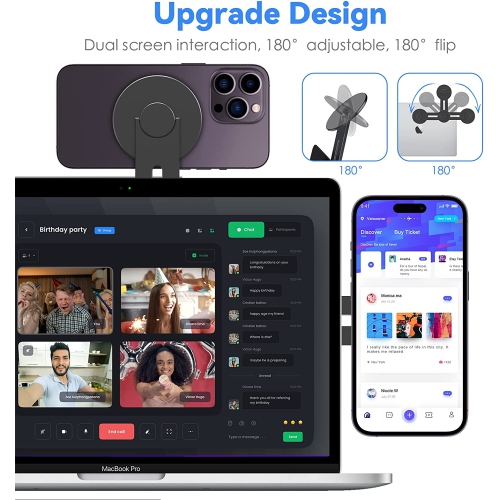 Continuity Camera Mount for MacBook Compatible with Magsafe for iPhone Webcam Mount, Magnetic Phone Holder for Tesla, Laptop & Monitor