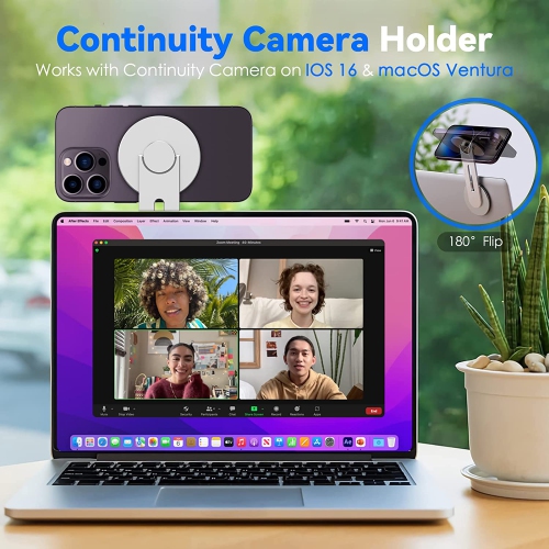 Continuity Camera Mount for MacBook Compatible with Magsafe for iPhone Webcam Mount, Magnetic Phone Holder for Tesla, Laptop & Monitor