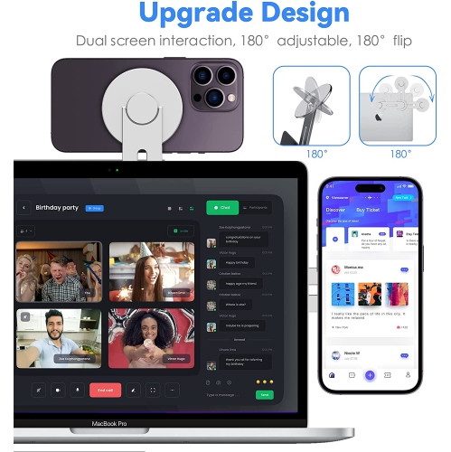 Continuity Camera Mount for MacBook Compatible with Magsafe for iPhone Webcam Mount, Magnetic Phone Holder for Tesla, Laptop & Monitor