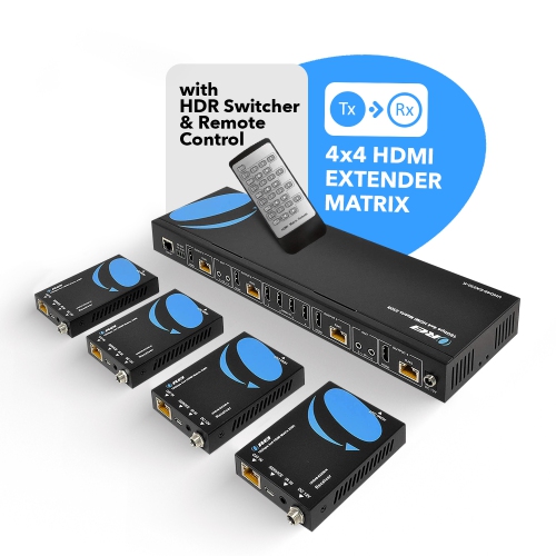 4x4 HDMI Matrix Extender - UltraHD 4K@60Hz Over Single CAT6/7 Cable