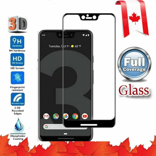[2 PACK] Google pixel 3 XL Black Tempered Glass Screen Protector Guard - Case Friendly