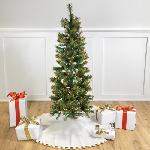 NORTHLIGHT  4.5' Pre-Lit Yorkville Pine Pencil Artificial Christmas Tree - Multicolored Lights